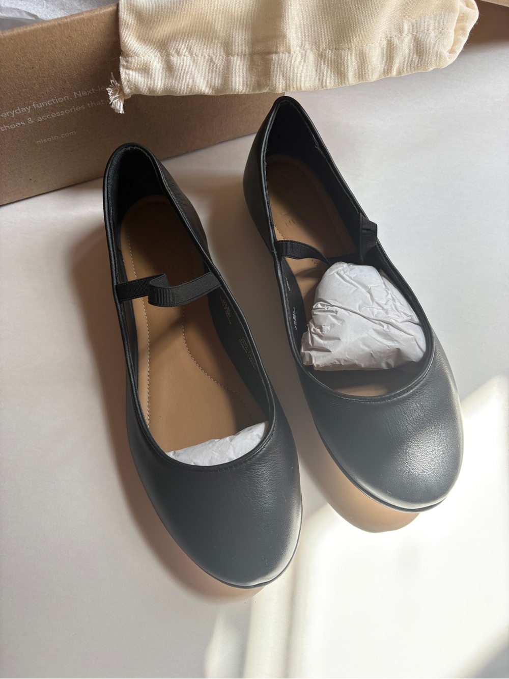 NIB Nisolo Bea Go-To Mary Jane Flat Black Size 8.5